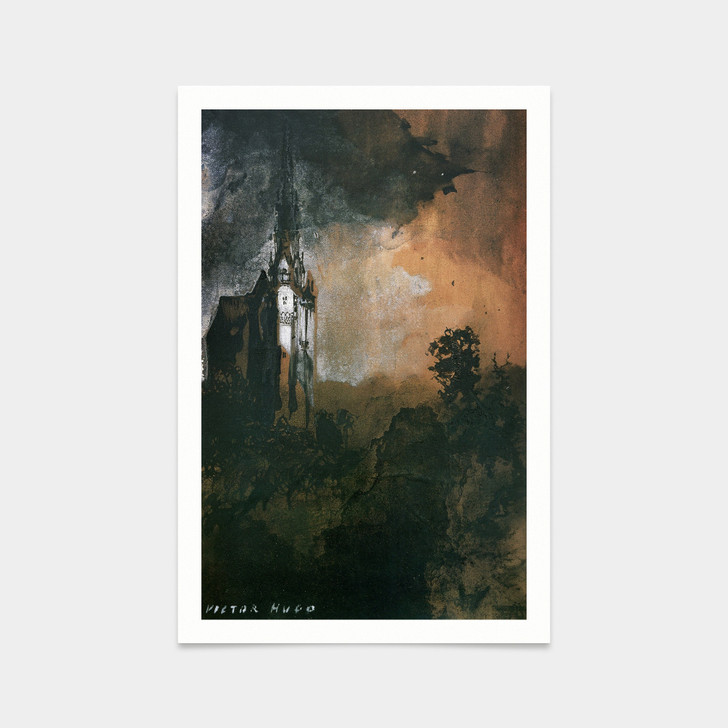 Victor Hugo,The Castle in the Moonlight,art prints,Vintage art,canvas wall art,famous art prints,V2900