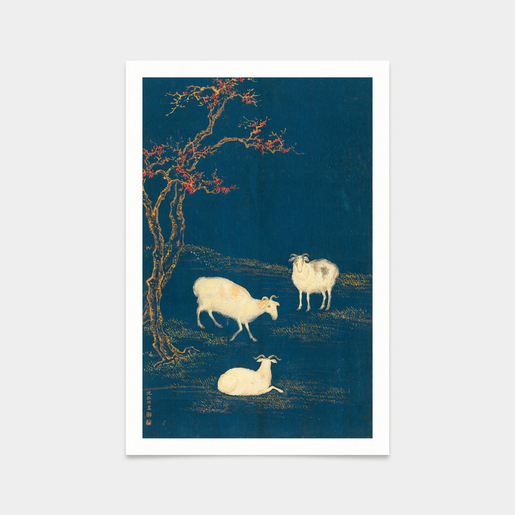 Shen Zhenlin,Sheep wall art,Chinese Flower Print,art prints,Vintage art,canvas wall art,famous art prints,V2871