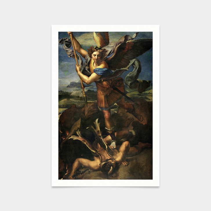 Raphael,Saint Michael Vanquishing Satan, 1518,art prints,Vintage art,canvas wall art,famous art prints,V2858