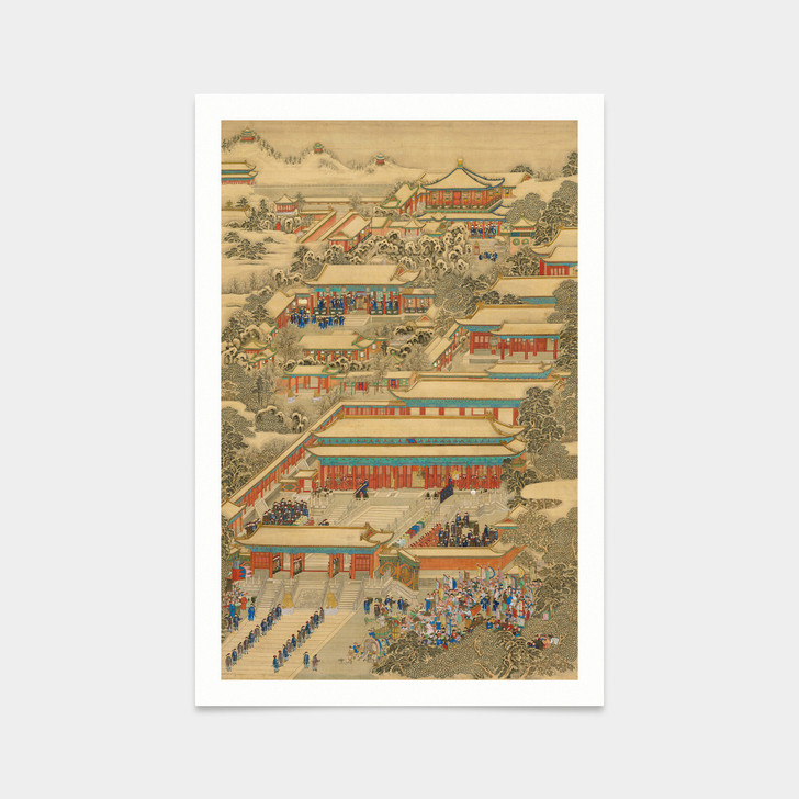 Lang shining,Countries sent gifts to the Chinese emperor ii,Chinese architecture,art prints,Vintage art,canvas wall,famous art prints,V2733