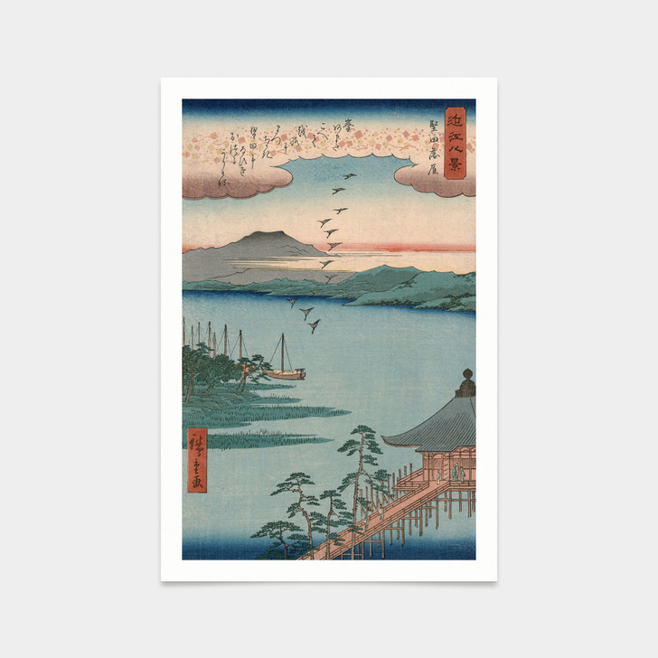 Hiroshige,Katada no rakugan,loft on the coast,japanese painting,art prints,Vintage art,canvas wall art,famous art prints,V2542