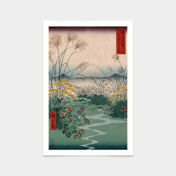 Hiroshige,Kai outsuki no hara,wildflowers and a creek,japanese painting,art prints,Vintage art,canvas wall art,famous art prints,V2539