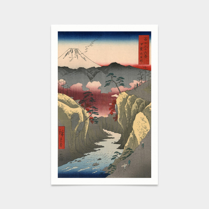 Hiroshige,Kai inume toge,steep canyons and rivers,japanese painting,art prints,Vintage art,canvas wall art,famous art prints,V2538