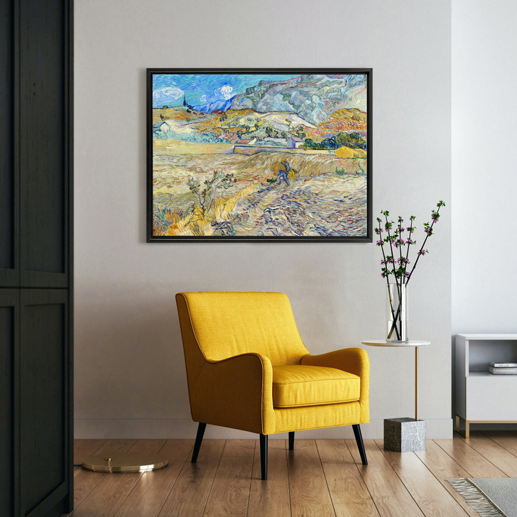 Vincent van Gogh,Landscape at Saint Rémy,Enclosed Field with Peasant,canvas print,canvas art,canvas wall art,large wall art,framed art,p1441