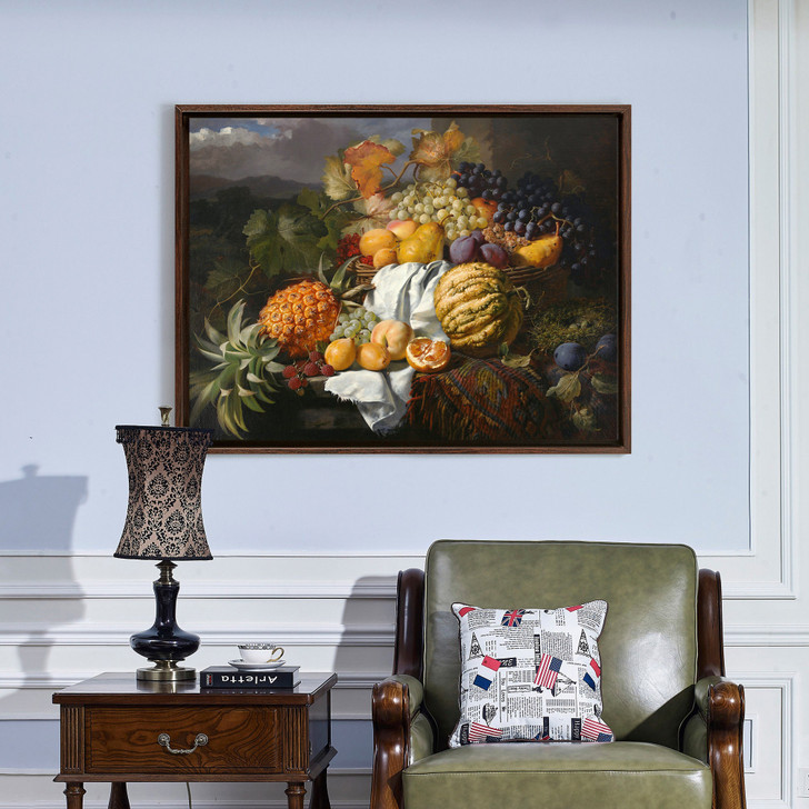 William Duffield,Fruit still life, pineapple grape pear pumpkin,canvas print,canvas art,canvas wall art,large wall art,framed wall art,p1501