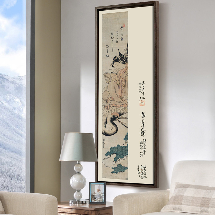Ksoda Koryusai,courtesan flower riding crane,japanese painting,Vertical Narrow Art,large wall art,framed wall art,canvas wall art,M488