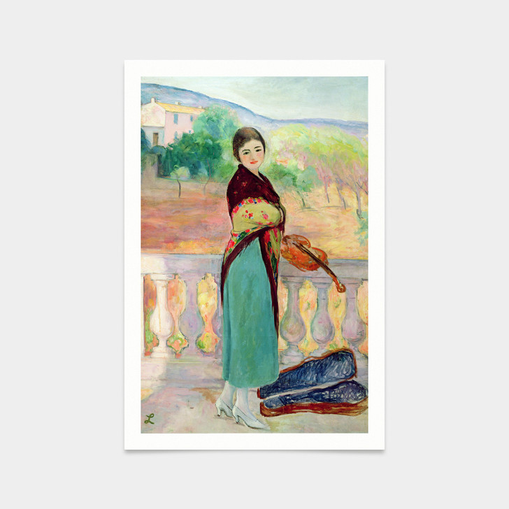 Henri Lebasque,Marthe Lebasque With Violin, St Tropez, Circa 1920,art prints,Vintage art,canvas wall art,famous art prints,V2493