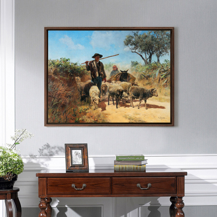 Silva Porto,Herding the flock,outskirts of Lisbon,canvas print,canvas art,canvas wall art,large wall art,framed wall art,p1401