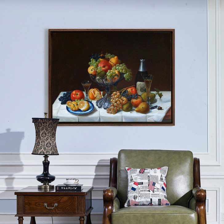 Severin Roesen ,Fruit Still Life with Champagne Bottle,canvas print,canvas art,canvas wall art,large wall art,framed wall art,p1395