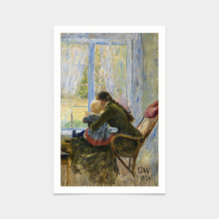 Erik Werenskiold,mother and baby,art prints,Vintage art,canvas wall art,famous art prints,V2375