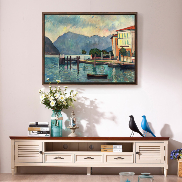 Piero Marussig,Lake Iseo,Lake house, lake view,canvas print,canvas art,canvas wall art,large wall art,framed wall art,p1318