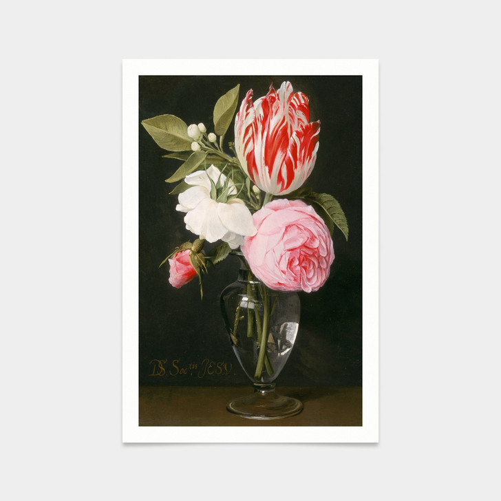 Daniel Seghers,Flowers in a Glass Vase,art prints,Vintage art,canvas wall art,famous art prints,V2348
