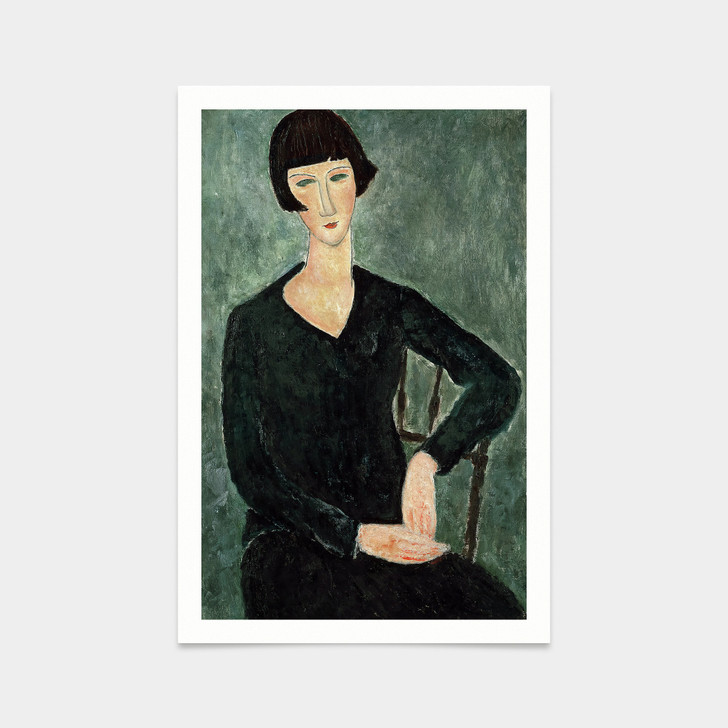 Amedeo Modigliani,Woman in a Blue Dress, Seated, 1919,art prints,Vintage art,canvas wall art,famous art prints,V2232