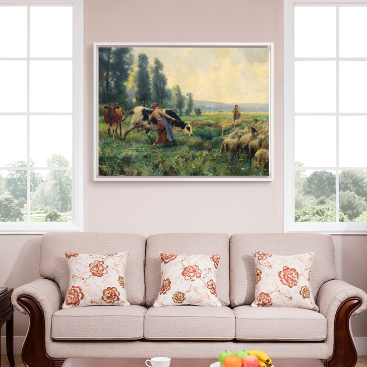 Julien Dupré,Country Life,Dutch cows,Dutch art,grazing,canvas print,canvas art,canvas wall art,large wall art,framed wall art,p1191