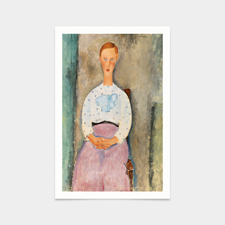 Amedeo Modigliani,Girl with a Polka-Dot Blouse,art prints,Vintage art,canvas wall art,famous art prints,V2212