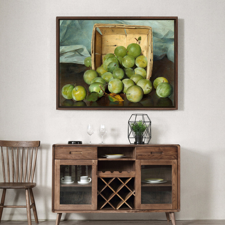 Joseph Decker,Green Plums,Fruit in the box,canvas print,canvas art,canvas wall art,large wall art,framed wall art,p1177