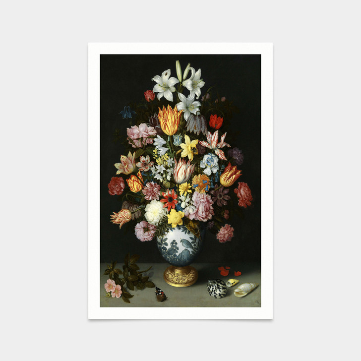 Ambrosius Bosschaert the Elder,A Still Life of Flowers in a Wan-Li Vase,art prints,Vintage art,canvas wall art,famous art prints,V2205