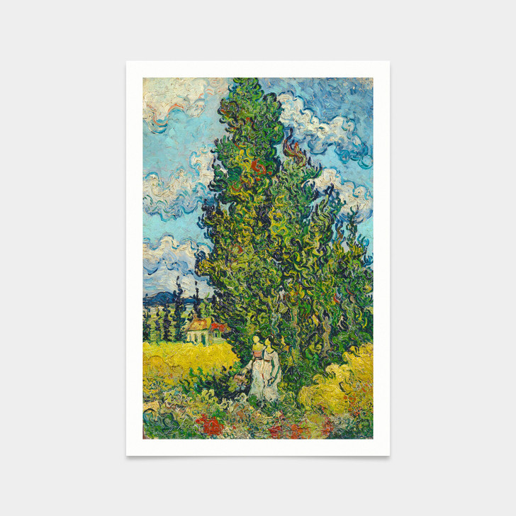 Vincent van Gogh,Cypresses and Two Women,art prints,Vintage art,canvas wall art,famous art prints,q2575