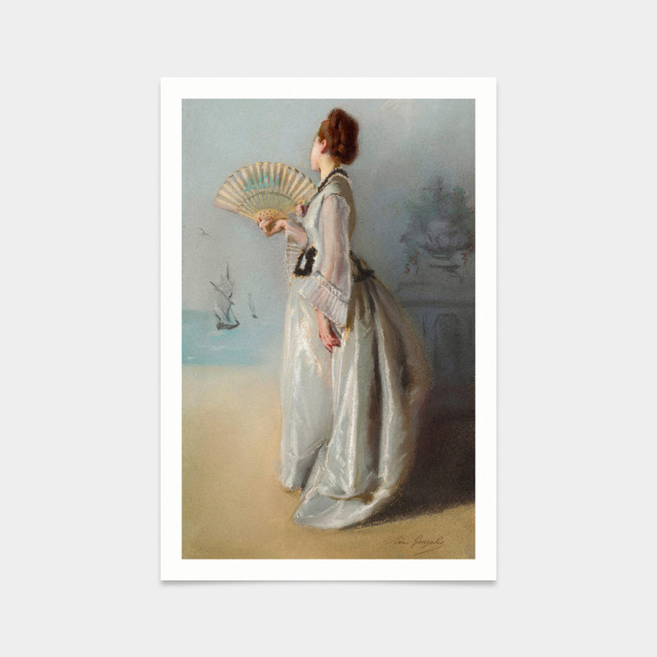 Eva Gonzales,Lady with a Fan, c. 1869-1870,art prints,Vintage art,canvas wall art,famous art prints,q2208