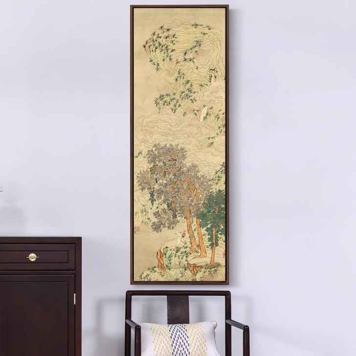 Gu Fuzhen,river and pine trees,Chinese Landscape,Vertical Narrow Art,large wall art,framed wall art,canvas wall art,M428