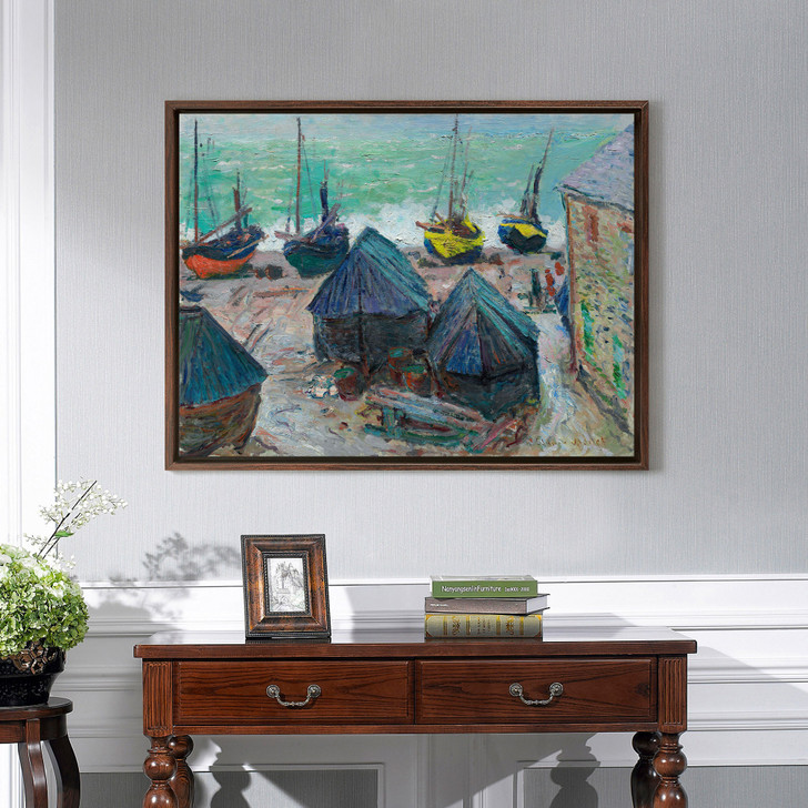 Claude Monet,Boats on the Beach at Étretat,Beach scenery,canvas print,canvas art,canvas wall art,large wall art,framed wall art,p848