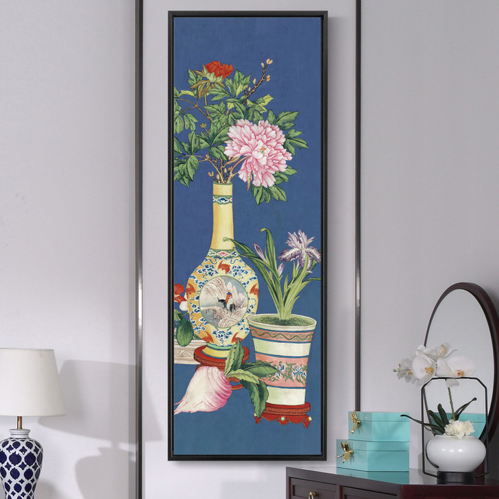 Giuseppe Castiglione,Peonies and orchidsChinese painting,Vertical Narrow Art,large wall art,framed wall art,canvas wall art,M423