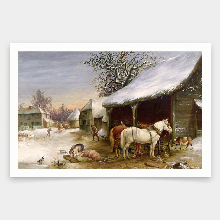 Henry Woollett,Farmyard in Winter,art prints,Vintage art,canvas wall art,famous art prints, V1510