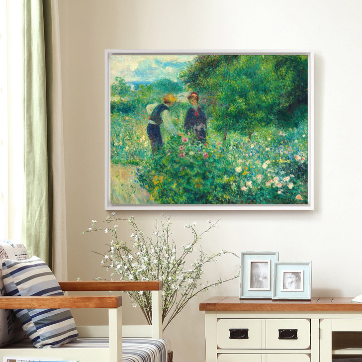 Auguste Renoir,Picking Flowers,Green garden, garden view,canvas print,canvas art,canvas wall art,large wall art,framed wall art,p791