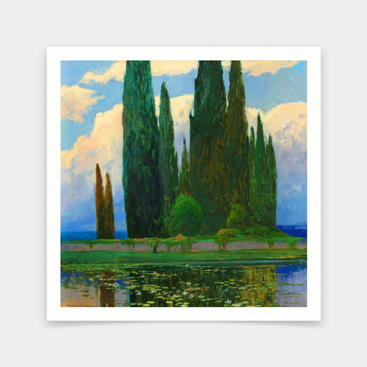 Ferdinand Engelmüller,Cemetery with Cypress Trees,art prints,Vintage art,canvas wall art,famous art prints,q2671