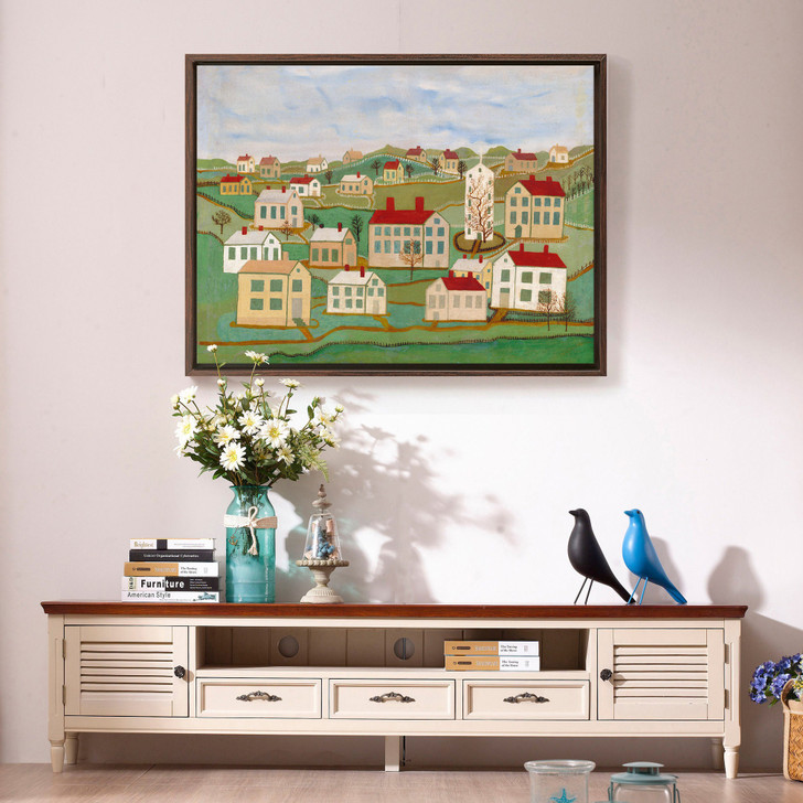 Twenty-two Houses and a Church,Country estate landscape,canvas print,canvas art,canvas wall art,large wall art,framed wall art,p761