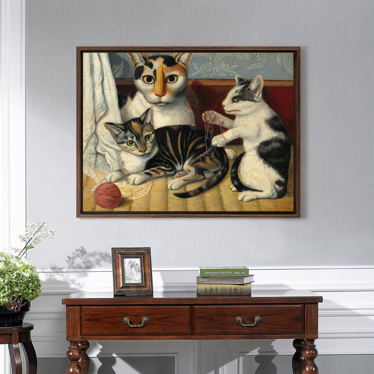 Cat and Kittens,Three cats, cat art,canvas print,canvas art,canvas wall art,large wall art,framed wall art,p758