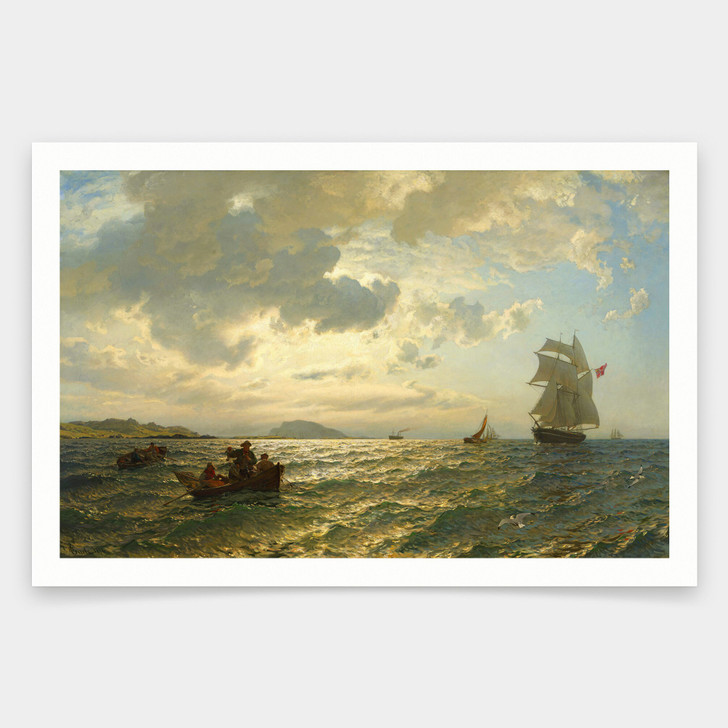 Hans Gude,Fresh Breeze on the Norwegian Coast,art prints,Vintage art,canvas wall art,famous art prints,V1466