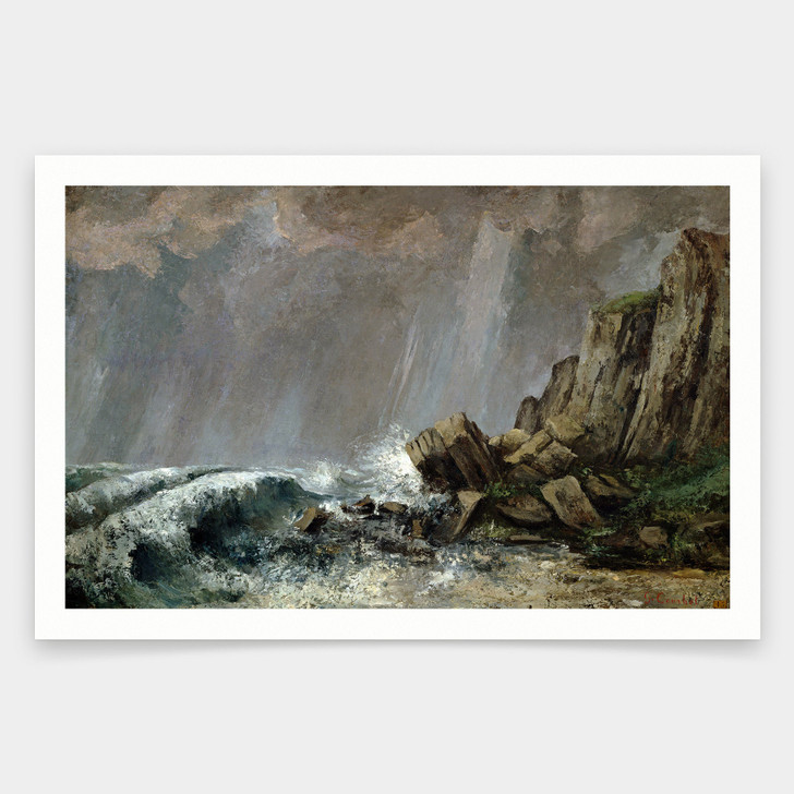 Gustave Courbet,Downpour at Etretat ,art prints,Vintage art,canvas wall art,famous art prints,V1461
