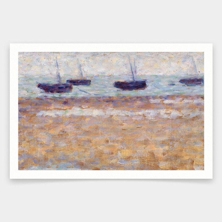 Georges Seurat,Four Boats at Grandcamp,art prints,Vintage art,canvas wall art,famous art prints,V1428