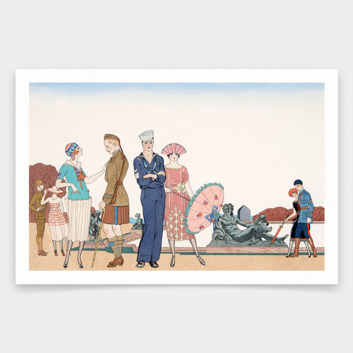 Georges Barbier,The Allies at Versailles,art prints,Vintage art,canvas wall art,famous art prints,V1423