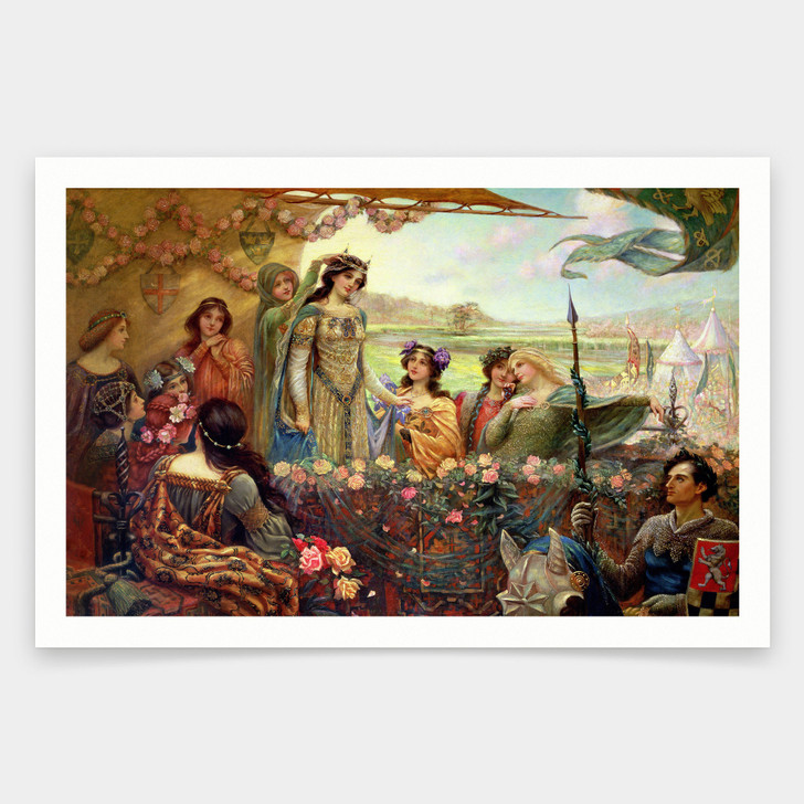 Herbert James Draper,Lancelot and Guinevere,art prints,Vintage art,canvas wall art,famous art prints,V1512