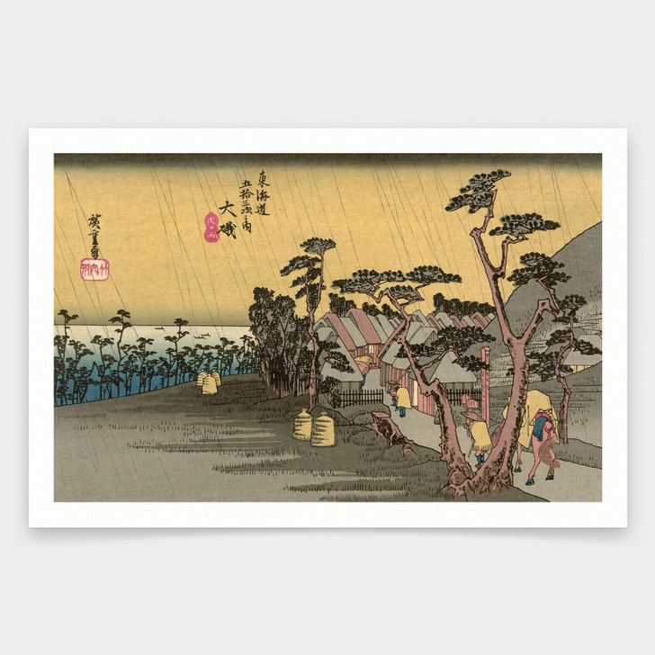 Hiroshige,Oiso,returning peasants,japanese painting,art prints,Vintage art,canvas wall art,famous art prints,V1542