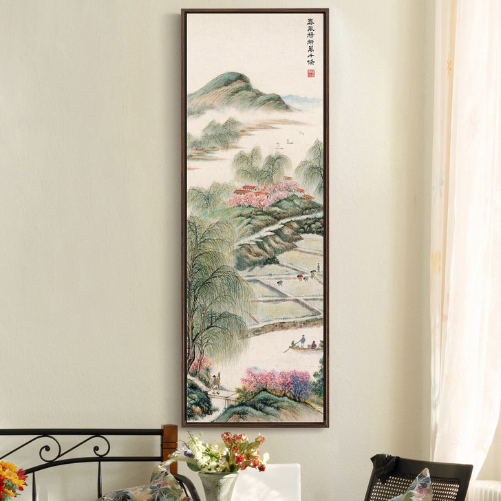 Fu Baoshi,Farmland beside willows in spring,Chinese painting,Vertical Narrow Art,large wall art,framed wall art,canvas wall art,M404