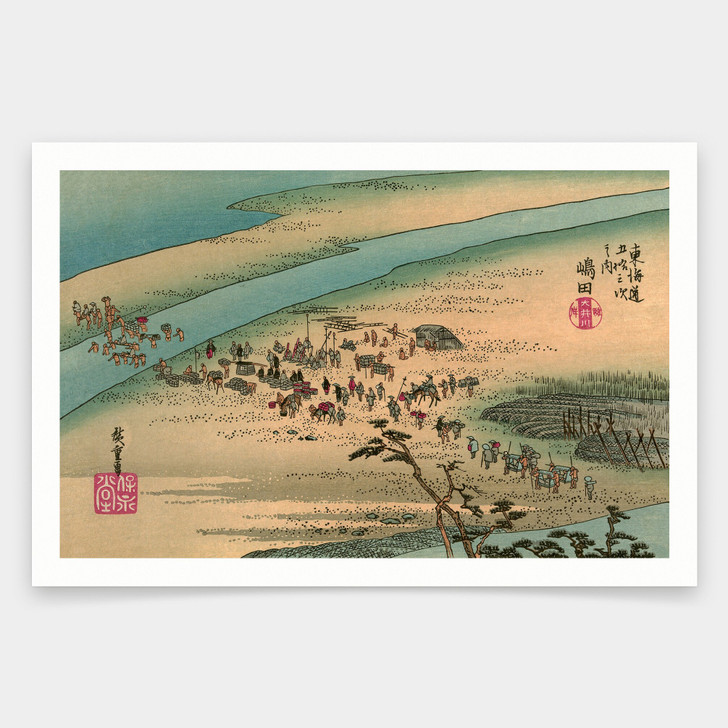 Hiroshige,Shimada,River trekking,japanese painting,art prints,Vintage art,canvas wall art,famous art prints,V1543