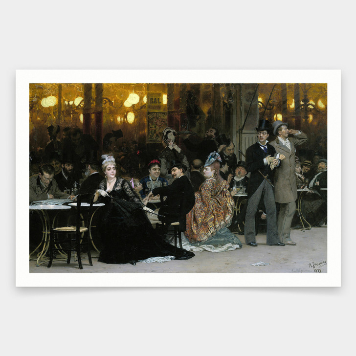 Ilya Efimovich Repin,A Parisian Cafe,art prints,Vintage art,canvas wall art,famous art prints,V1554