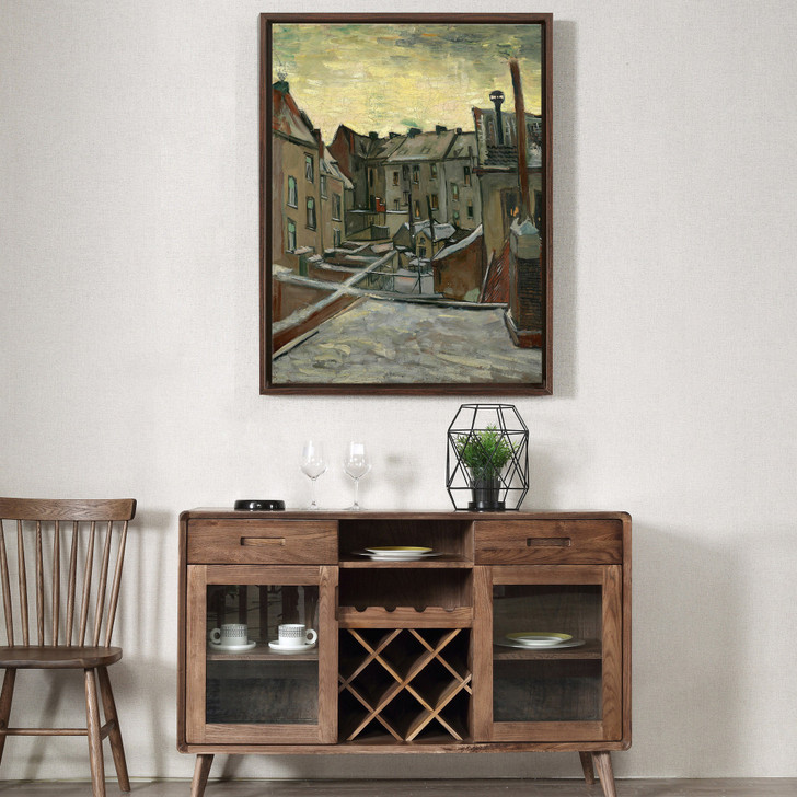 Vincent van Gogh,Houses Seen from the Back,Old street scene,canvas print,canvas art,canvas wall art,large wall art,framed wall art,p678