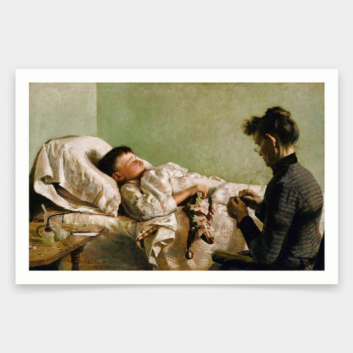 J. Bond Francisco,The Sick Child,art prints,Vintage art,canvas wall art,famous art prints,V1577