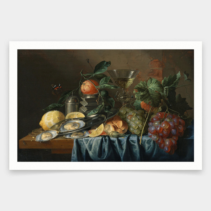 Jan Davidsz. de Heem,Still Life with Oysters and Grapes,art prints,Vintage art,canvas wall art,famous art prints,V1612