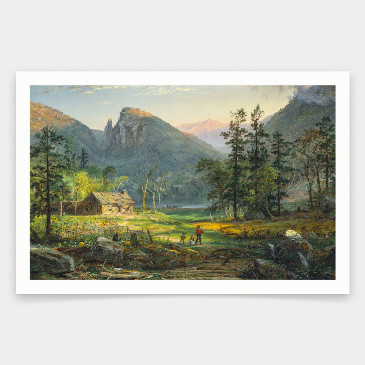 Jasper Francis Cropsey,Pioneer's Home, Eagle Cliff, White Mountains,art prints,Vintage art,canvas wall art,famous art prints,V1619