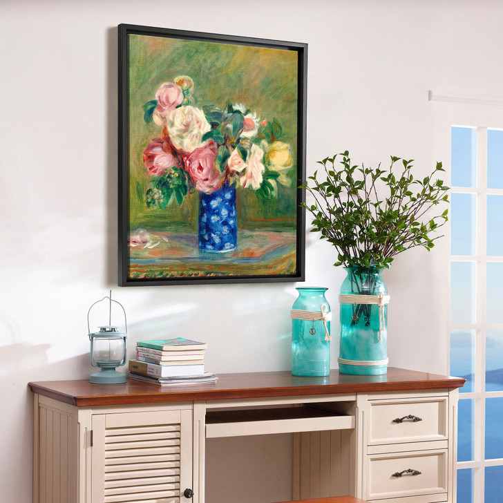Pierre-Auguste Renoir,Bouquet of Roses,Vase still life,canvas print,canvas art,canvas wall art,large wall art,framed wall art,p621