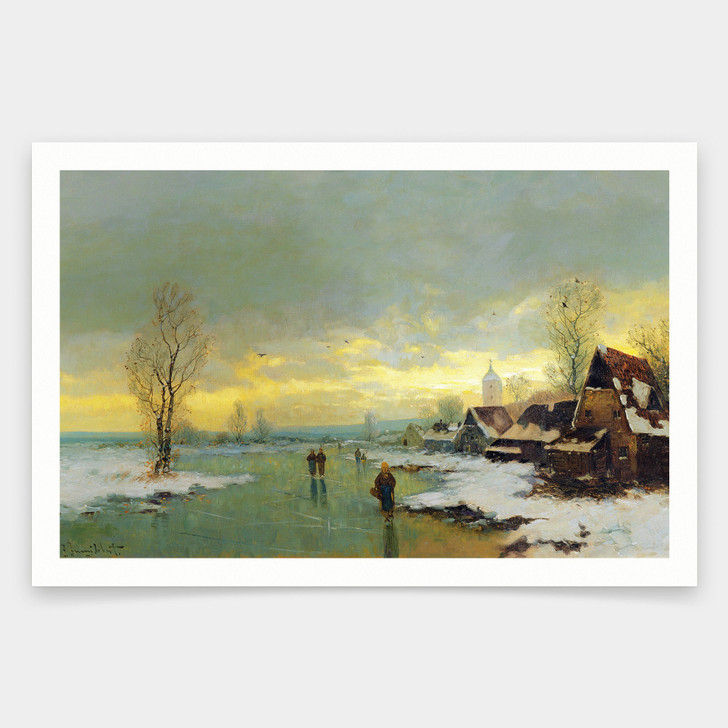Johann II Jungblut,People Walking on a Frozen River,art prints,Vintage art,canvas wall art,famous art prints, V1694