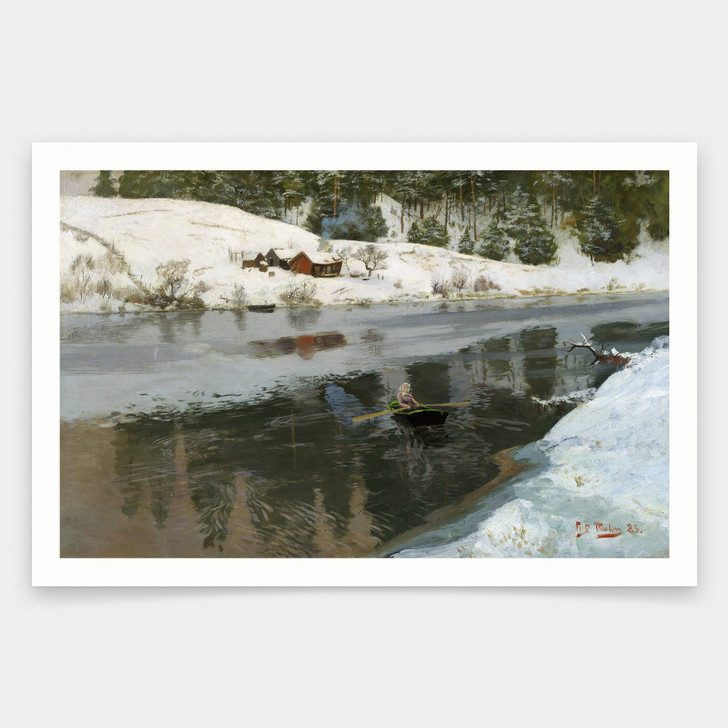 Frits Thaulow,Winter at the River Simoa,art prints,Vintage art,canvas wall art,famous art prints,V1392