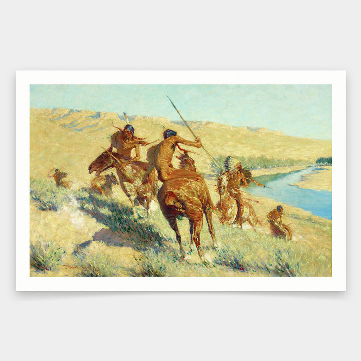 Frederic Remington,Episode of the Buffalo Gun, 1909,art prints,Vintage art,canvas wall art,famous art prints,V1375