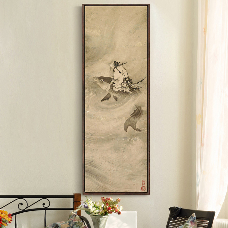 Edo period,Immortal Riding on a Carp,japanese painting,Vertical Narrow Art,large wall art,framed wall art,canvas wall art,M376