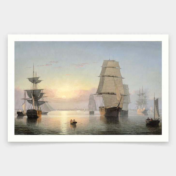 Fitz Henry Lane,Boston Harbor, Sunset,art prints,Vintage art,canvas wall art,famous art prints,V1335